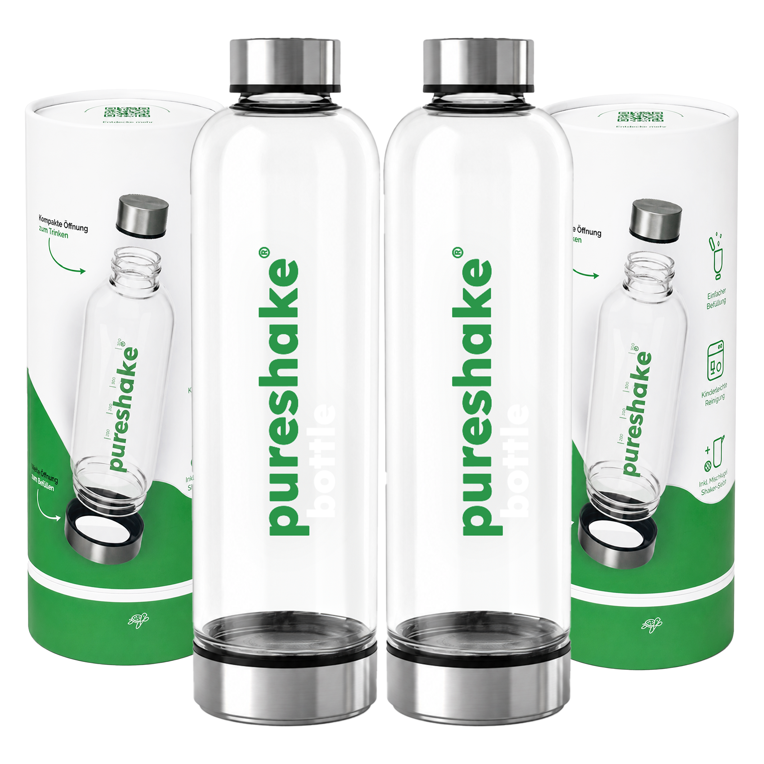 pureshake® Double GLASFLASCHE • easyClean | 1000ml