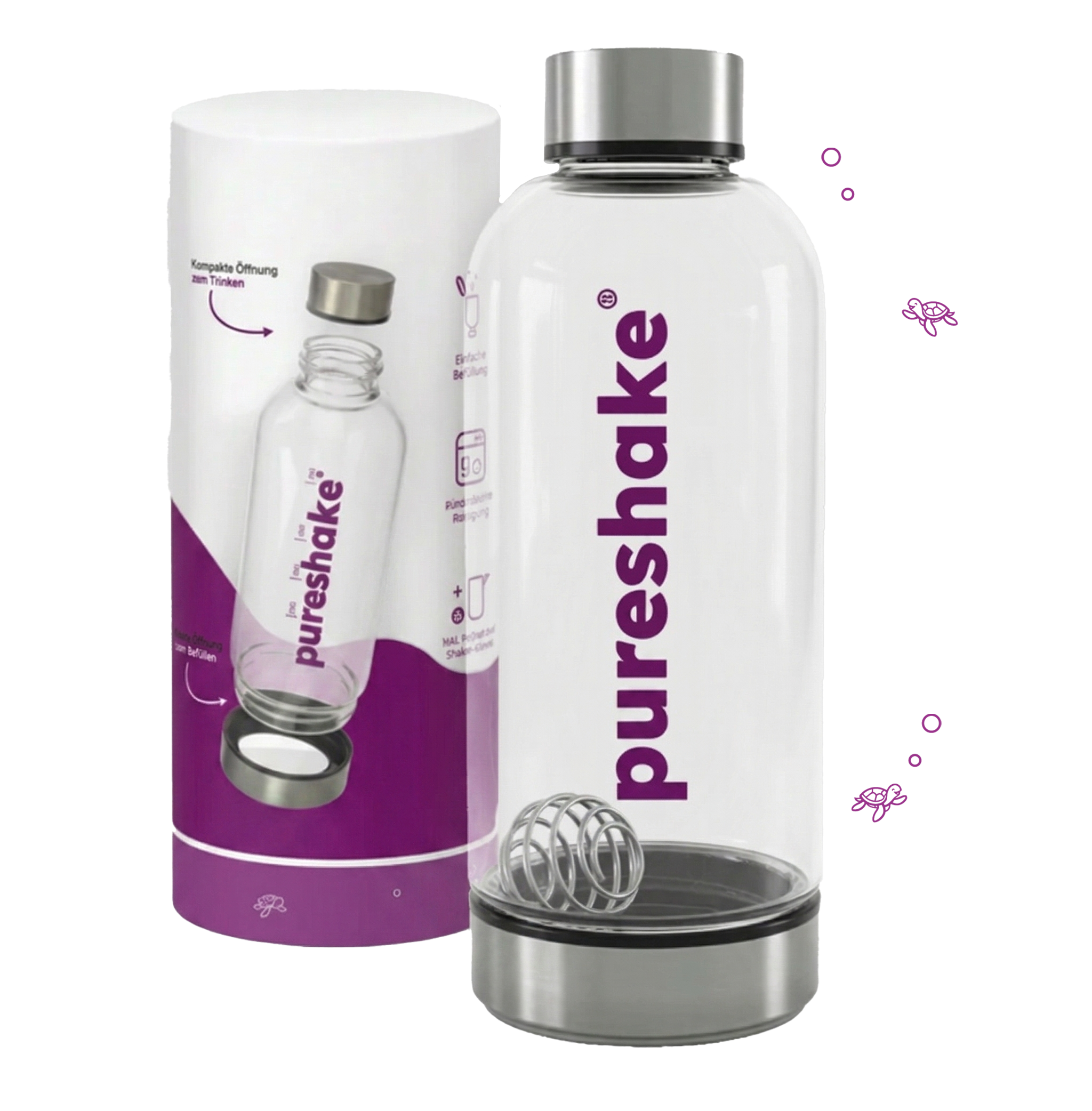pureshake® GLASSHAKER | 650ml | Lila