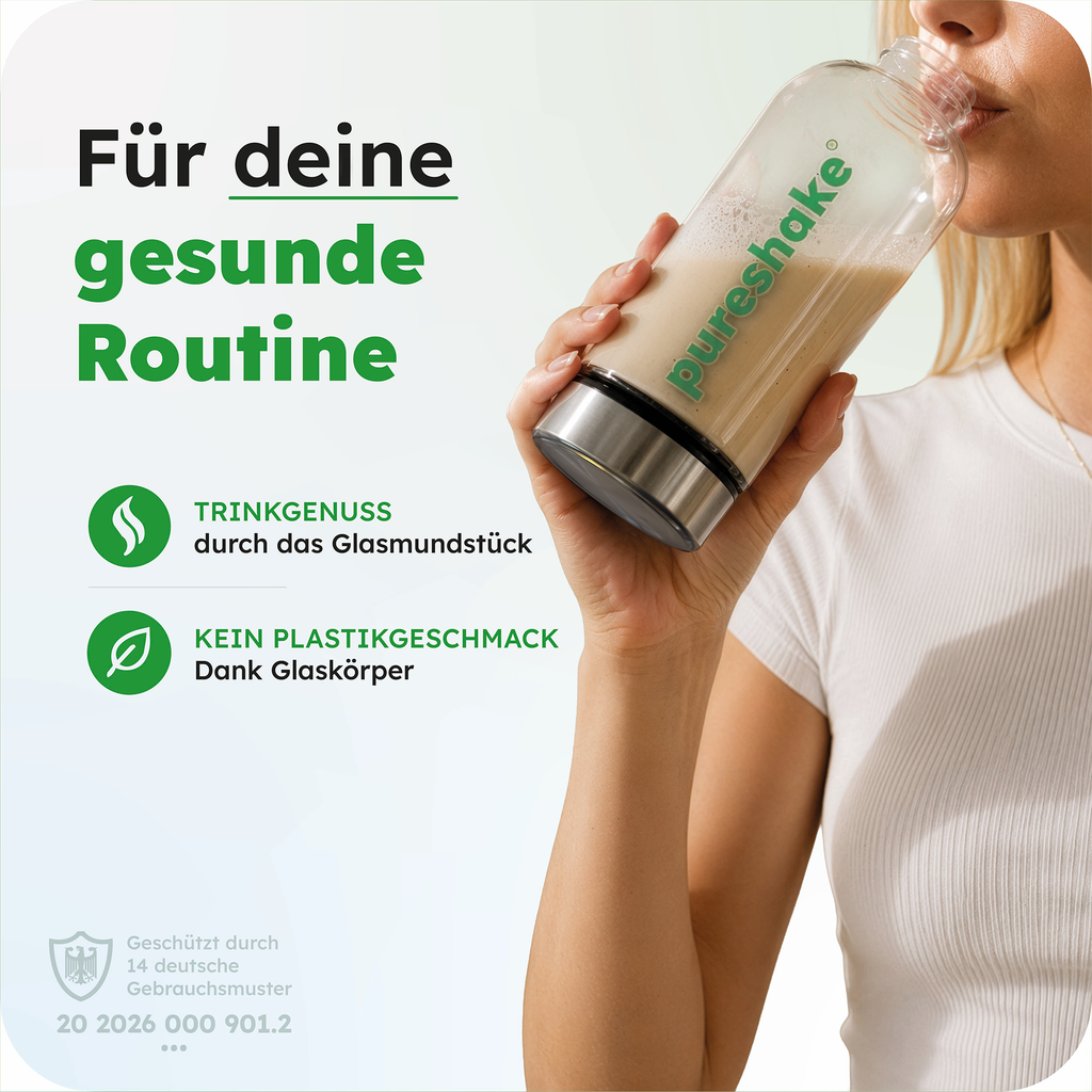 pureshake® CLEAN-DRINK-SET | Glasshaker + Trinkflasche 650ml