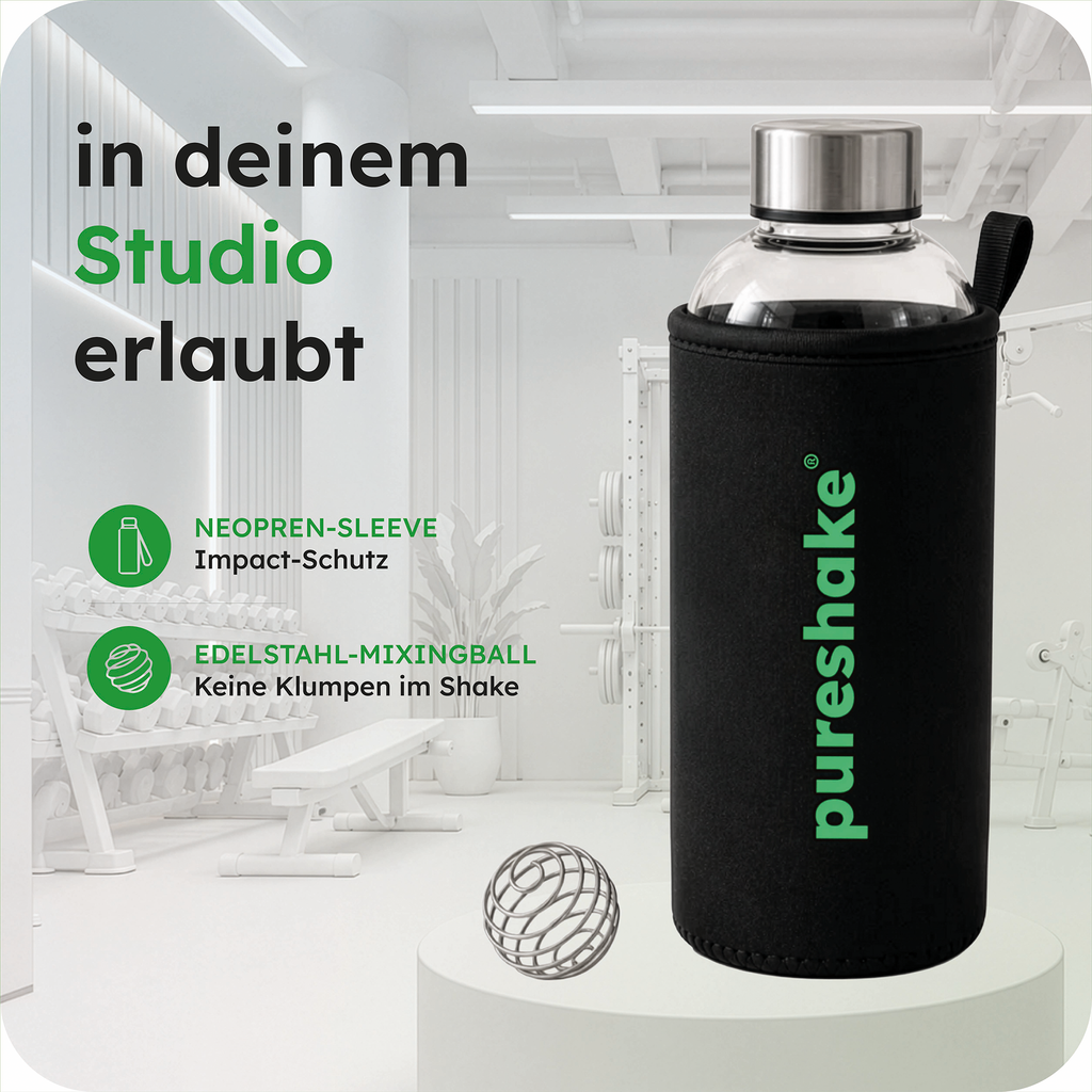 pureshake® CLEAN-DRINK-SET | Glasshaker + Trinkflasche 650ml