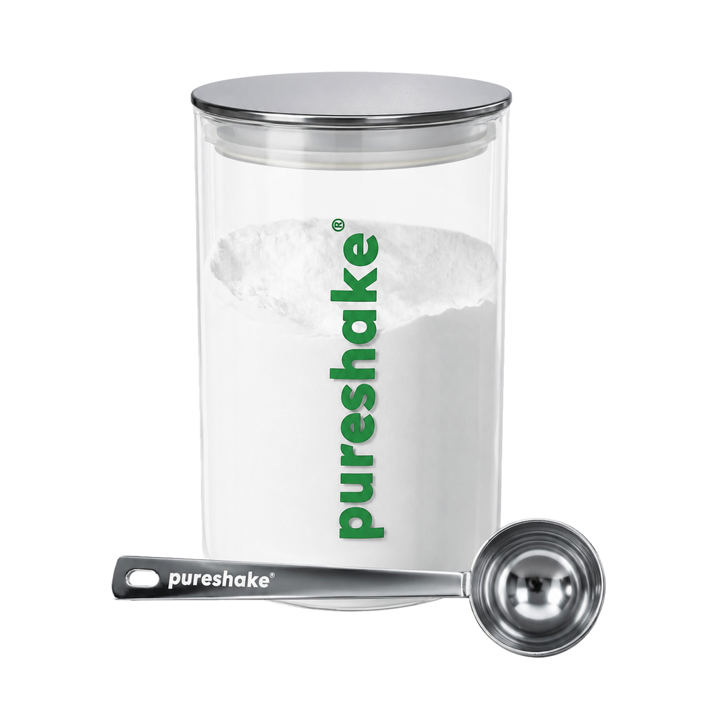 pureshake® STORAGE | GLASSDOSE + EDELSTAHLDOSIERLÖFFEL
