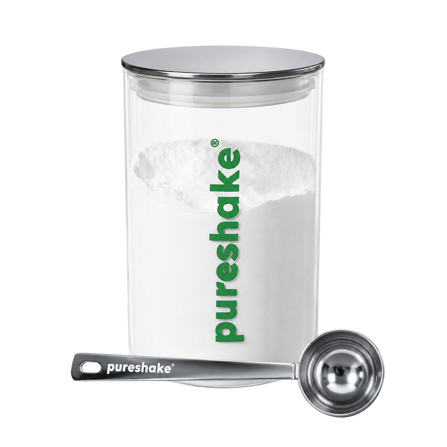 pureshake® STORAGE | GLASSDOSE + EDELSTAHLDOSIERLÖFFEL