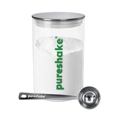 pureshake® STORAGE | GLASSDOSE + EDELSTAHLDOSIERLÖFFEL