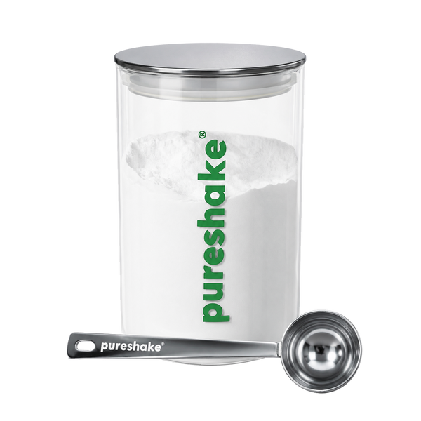 pureshake® STORAGE | GLASSDOSE + EDELSTAHLDOSIERLÖFFEL
