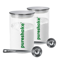 pureshake® DOUBLE-STORAGE | 2x GLASSDOSE + 2x EDELSTAHLDOSIERLÖFFEL