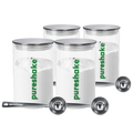 pureshake® FAMILY-STORAGE | 4x GLASSDOSE + 4x EDELSTAHLDOSIERLÖFFEL