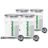 pureshake® FAMILY-STORAGE | 4x GLASSDOSE + 4x EDELSTAHLDOSIERLÖFFEL
