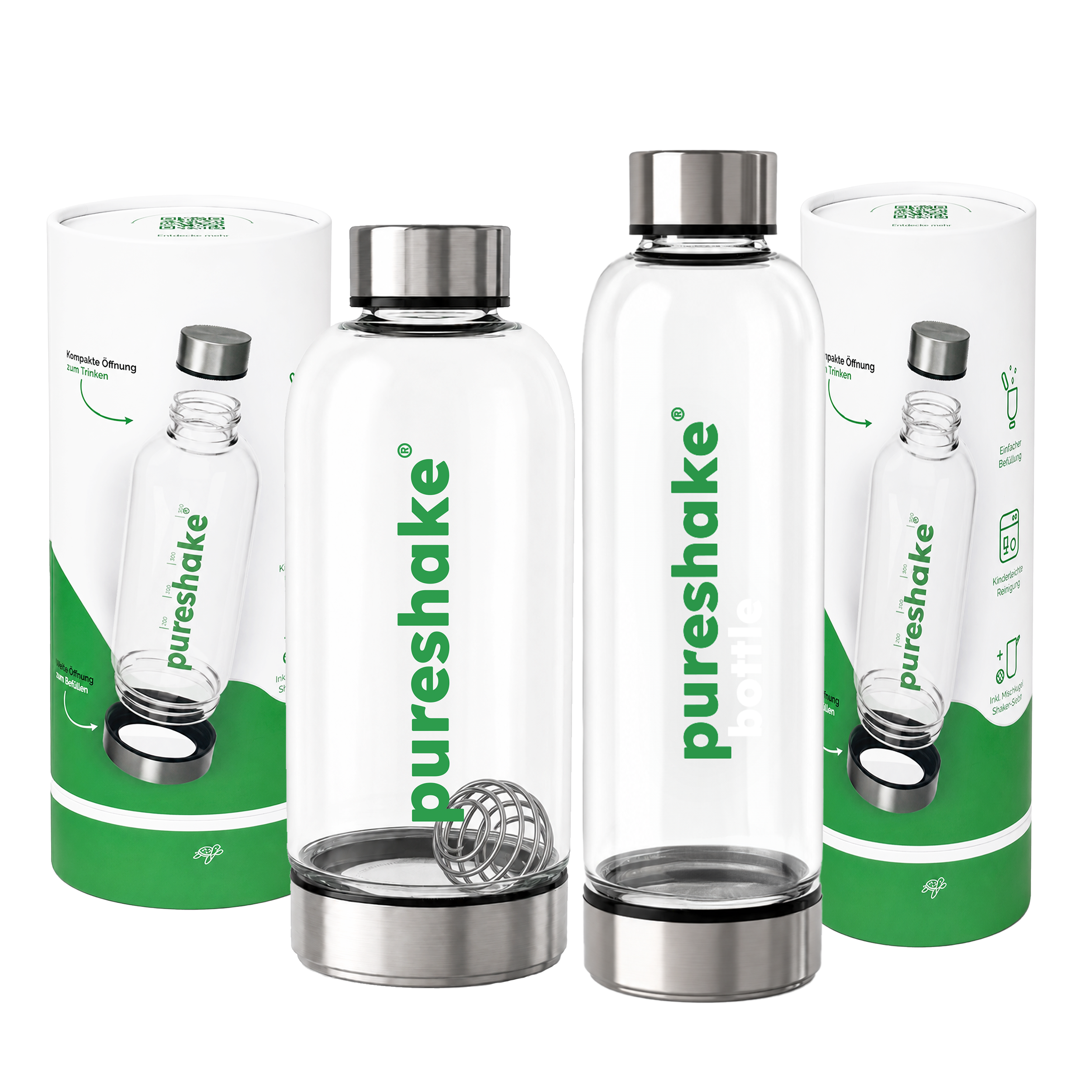 pureshake® CLEAN-DRINK-SET | Glasshaker + Trinkflasche 650ml
