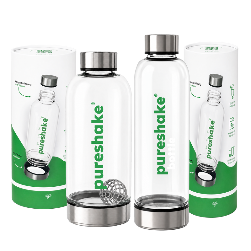 pureshake® CLEAN-DRINK-SET | Glasshaker + Trinkflasche 650ml